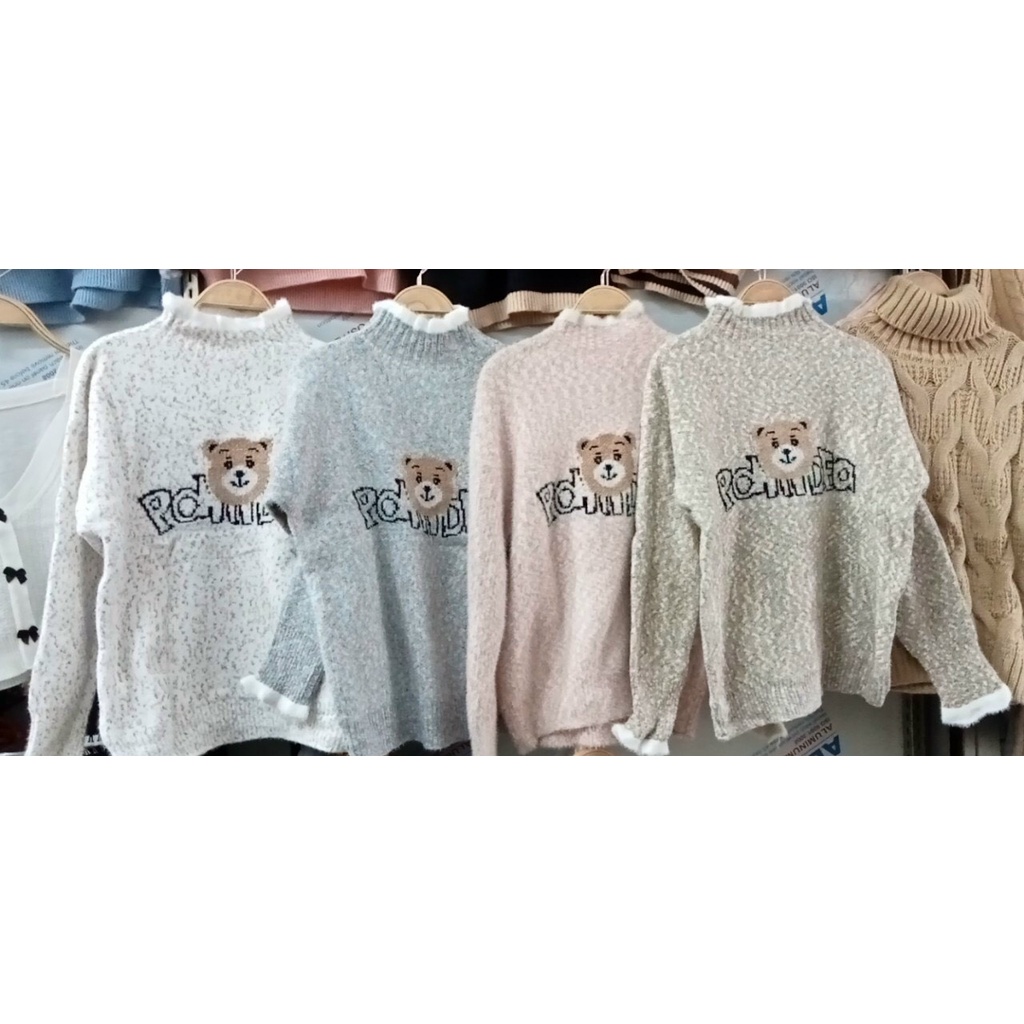 Áo len gấu siêu dày đẹp phong cách Hàn Quốc