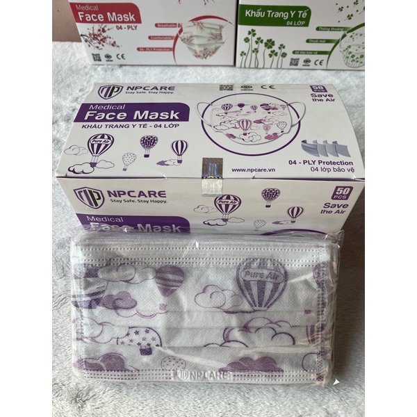 Khẩu trang họa tiết NP Care, 4 lớp kháng khuẩn cao cấp
