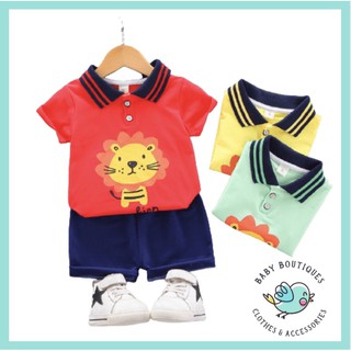 Bộ Polo cho bé trai in hình sư tử đáng yêu từ 0-6 tuổi