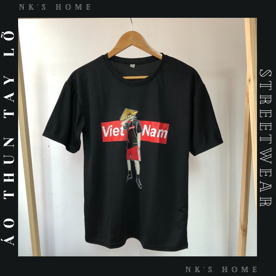 AT031 - Áo thun tay lỡ unisex cho nam nữ kiểu dáng sadboiz in hình DÂN CHƠI NÓN LÁ VIỆT NAM thiết kế form rộng
