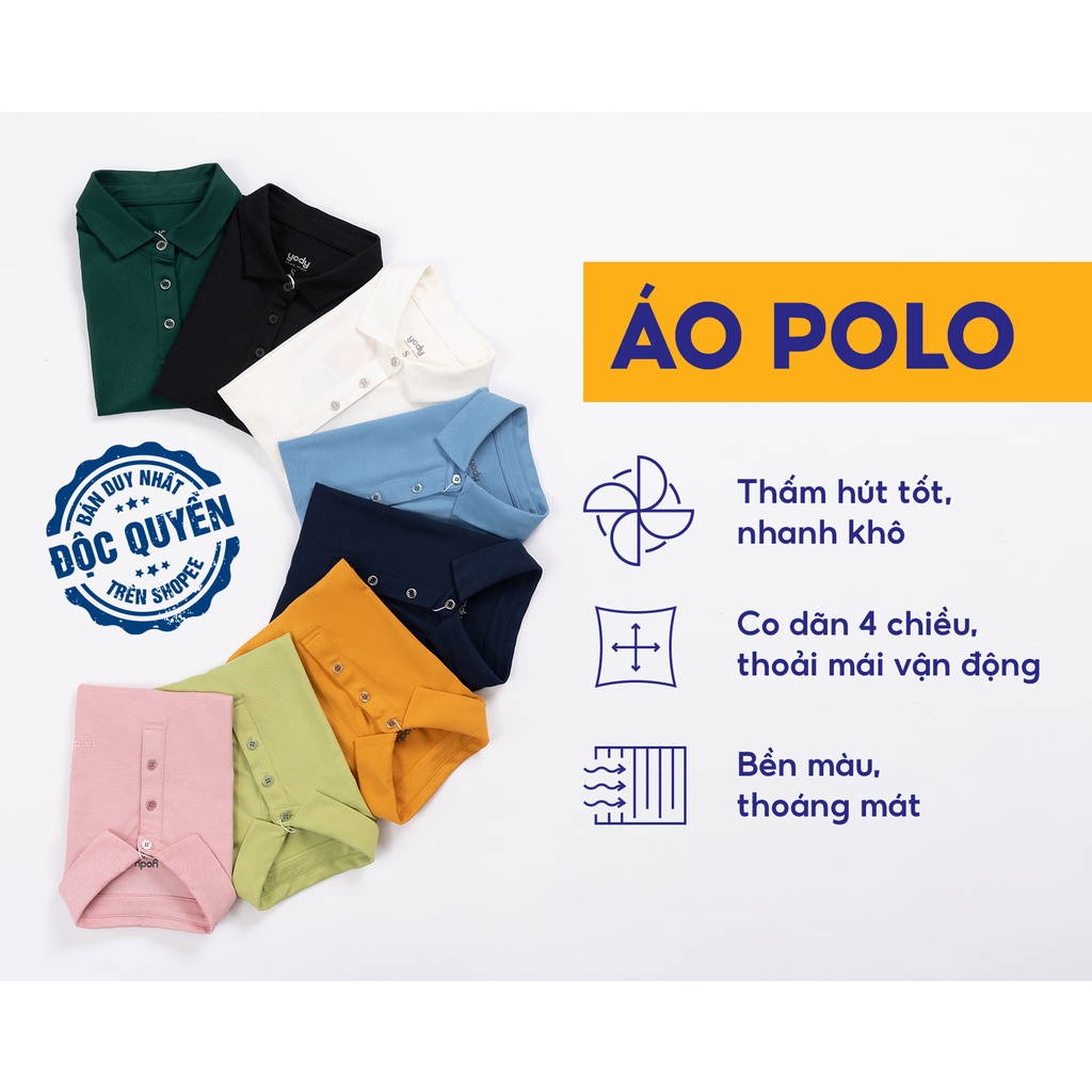 Áo polo nữ YODY vải cotton mắt chim gia đình mềm mại chống nhăn nhàu bai gião APN5434 - NPS44 | BigBuy360 - bigbuy360.vn