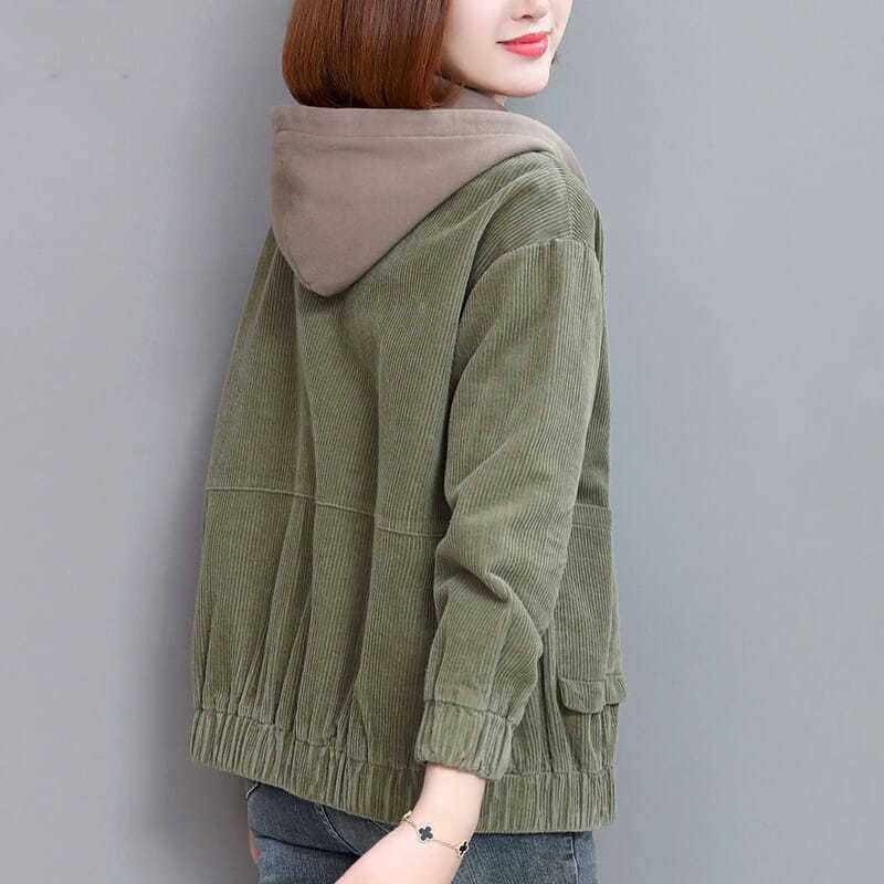 Áo Khoác Tay Dài Có Nón Lót Nhung Dày Dặn Phong Cách Hàn Quốc Thời Trang Thu Đông Mới Cho Nữ