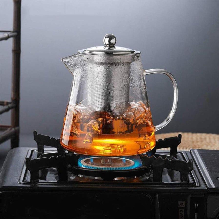 Bình pha trà thủy tinh có lõi lọc trà và nắp inox