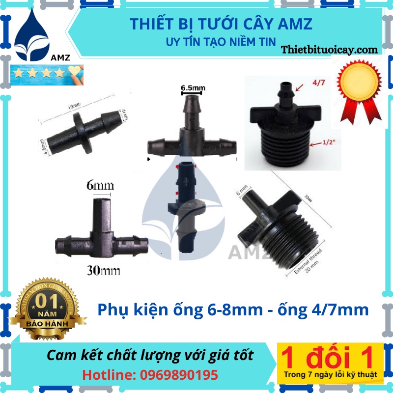 Phụ kiện ống 6/8mm -  Chia T - nối - ren 21 ống 6/8mm