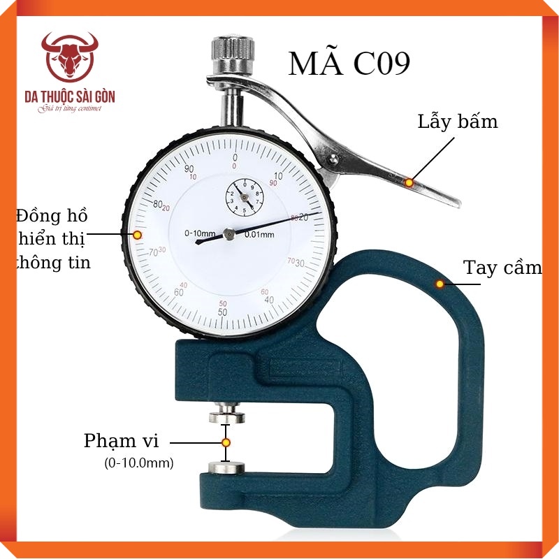 Thước đo độ dày da thuộc cao cấp, đo vải, trang sức, giấy - 02