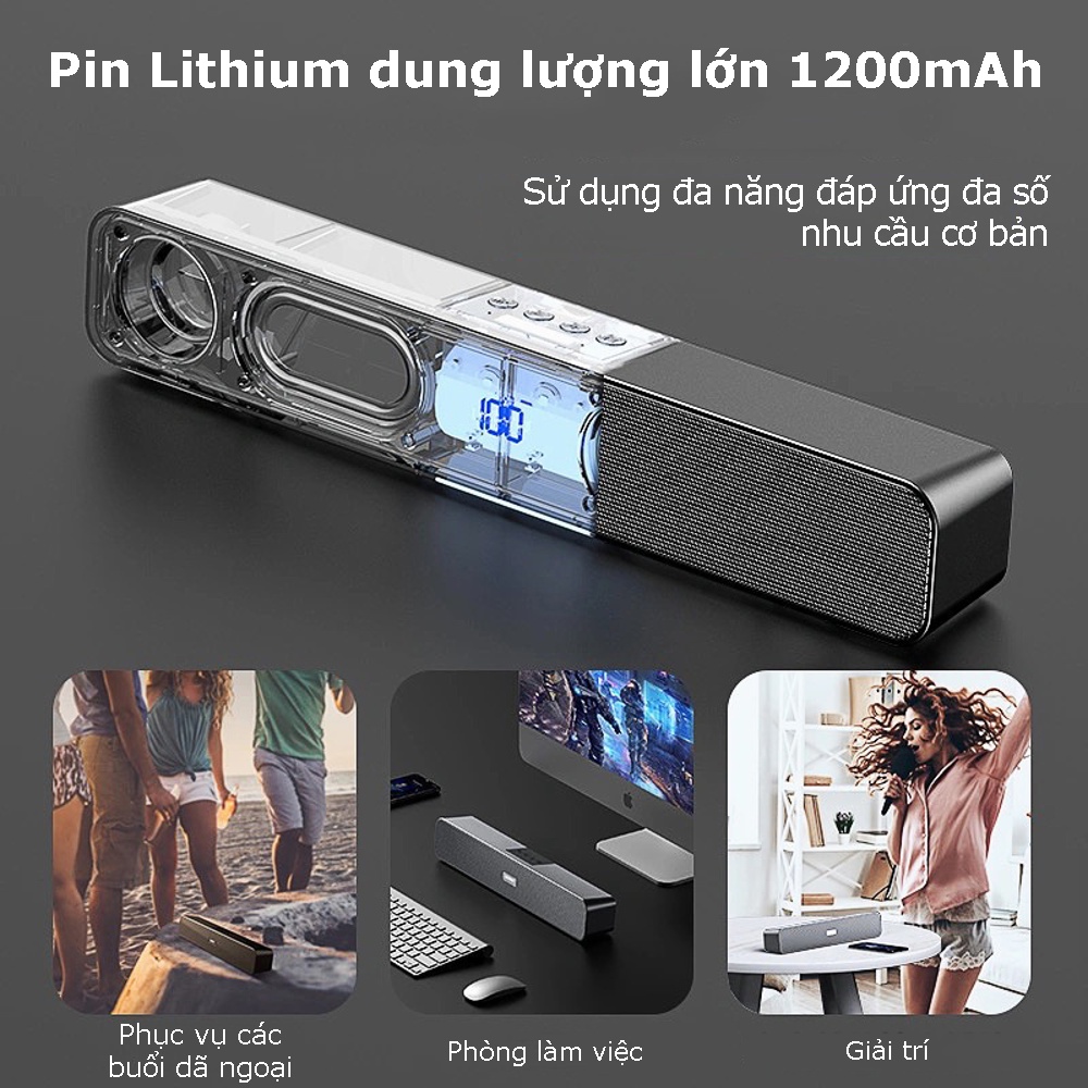 Loa Bluetooh Soundbar âm thanh vòm, pin trâu, nhiều cách kết nối, âm to và chắc E-91D