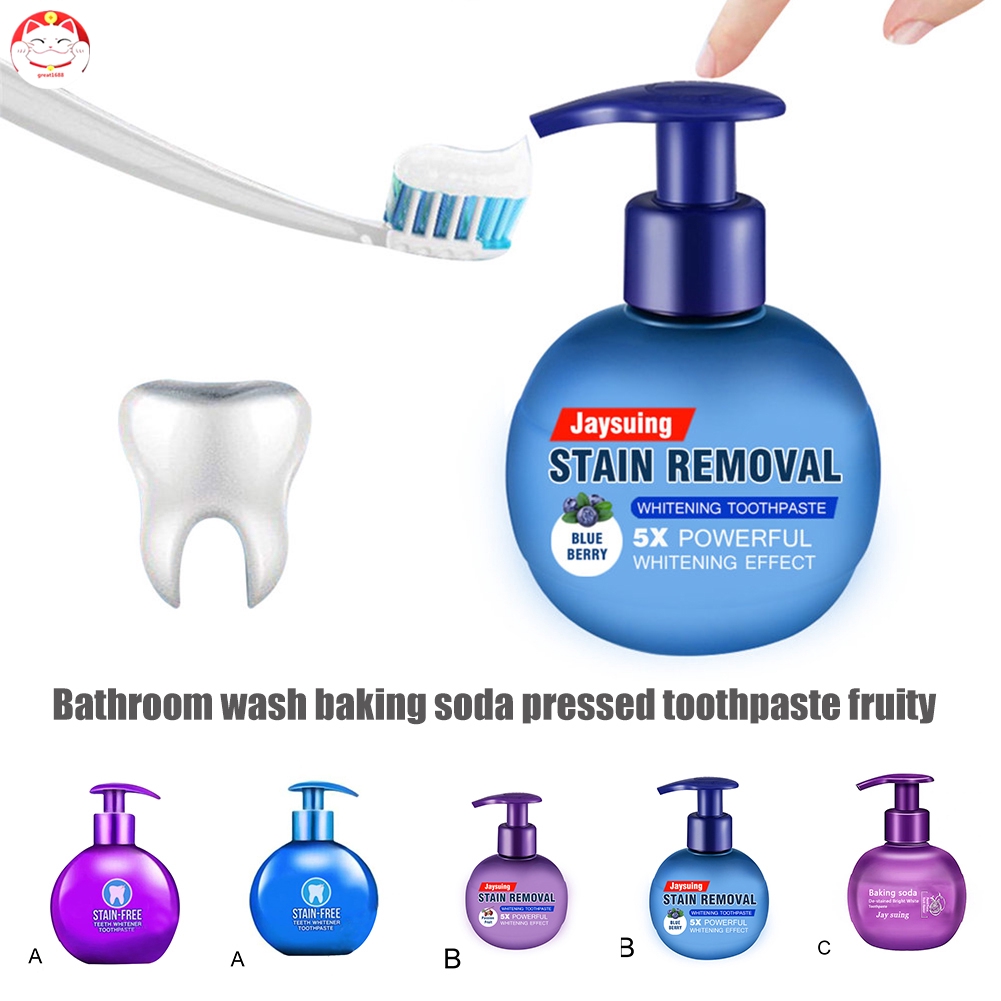 ✂GT⁂ Baking Soda Toothpaste Whitening Stain Remover 220g Press Intensive Toothpaste for Brushing Teeth