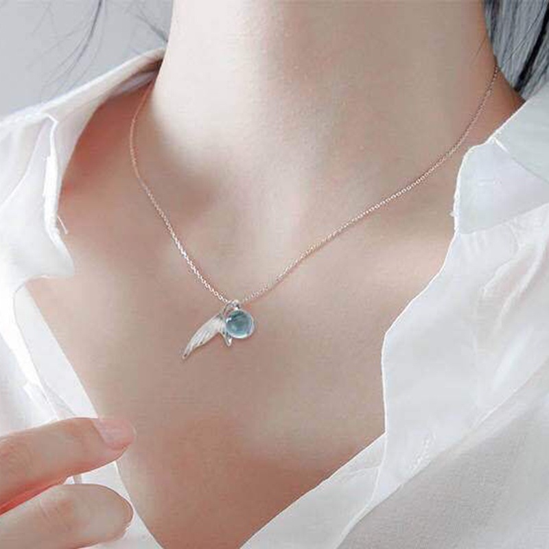 Vòng cổ Mặt Hình Đuôi Cá Đính Pha Lê Màu Xanh Dương Kính