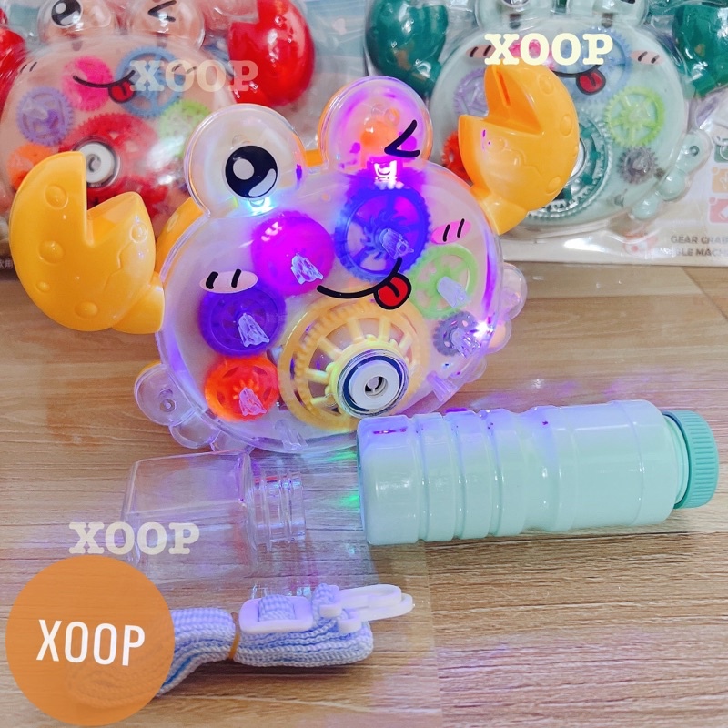 Đồ chơi ! Máy thổi bong bóng cua trong suốt có đèn xịn sò