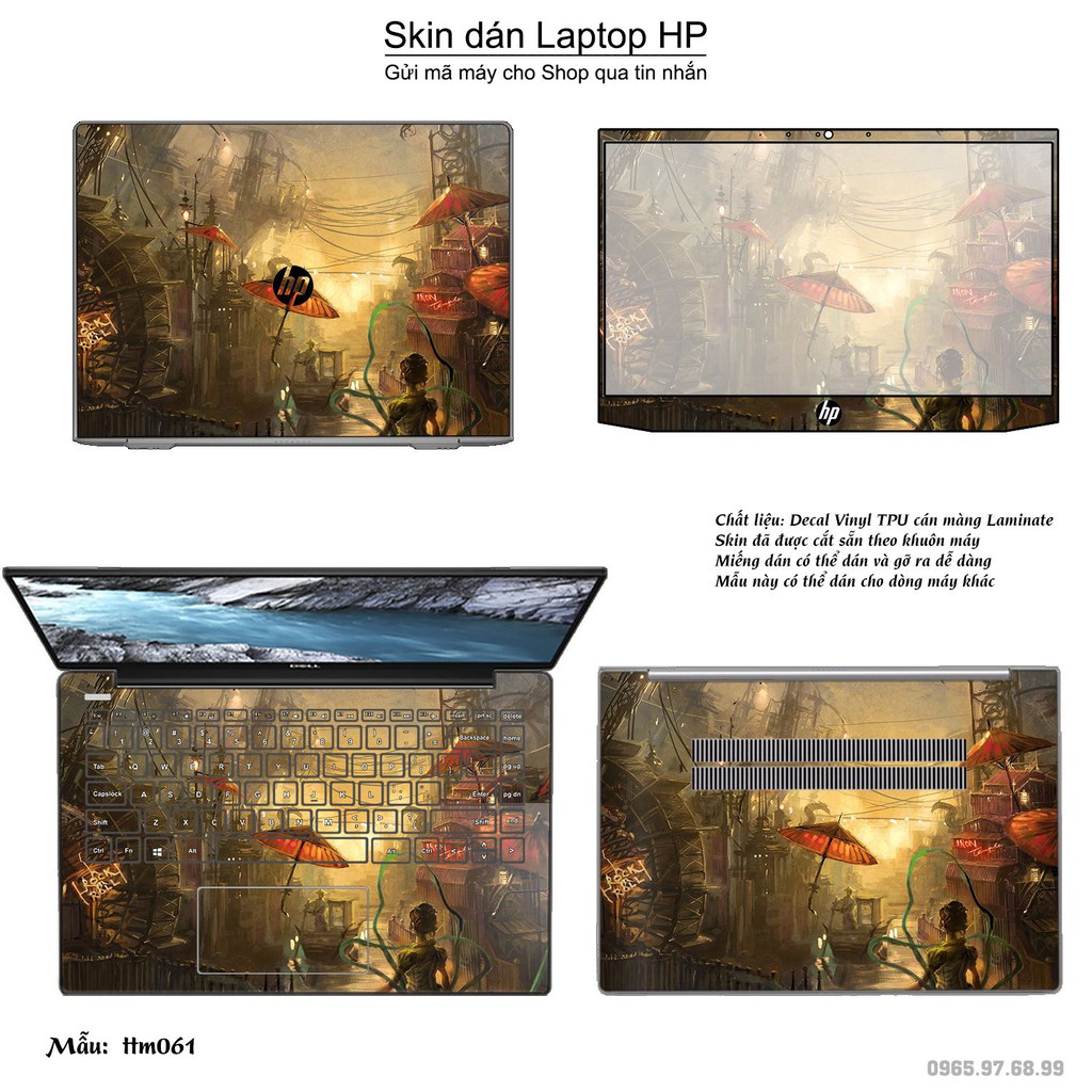 Skin dán Laptop HP in hình Tranh thủy mặc _nhiều mẫu 3 (inbox mã máy cho Shop)