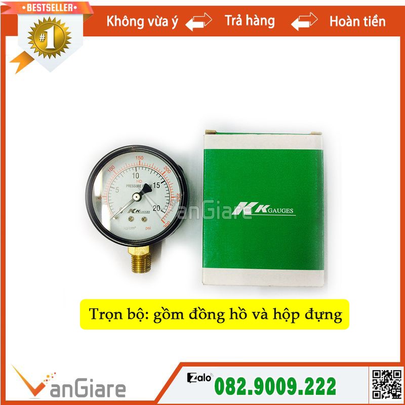 Đồng hồ đo áp suất hơi 25kg KK Gauge