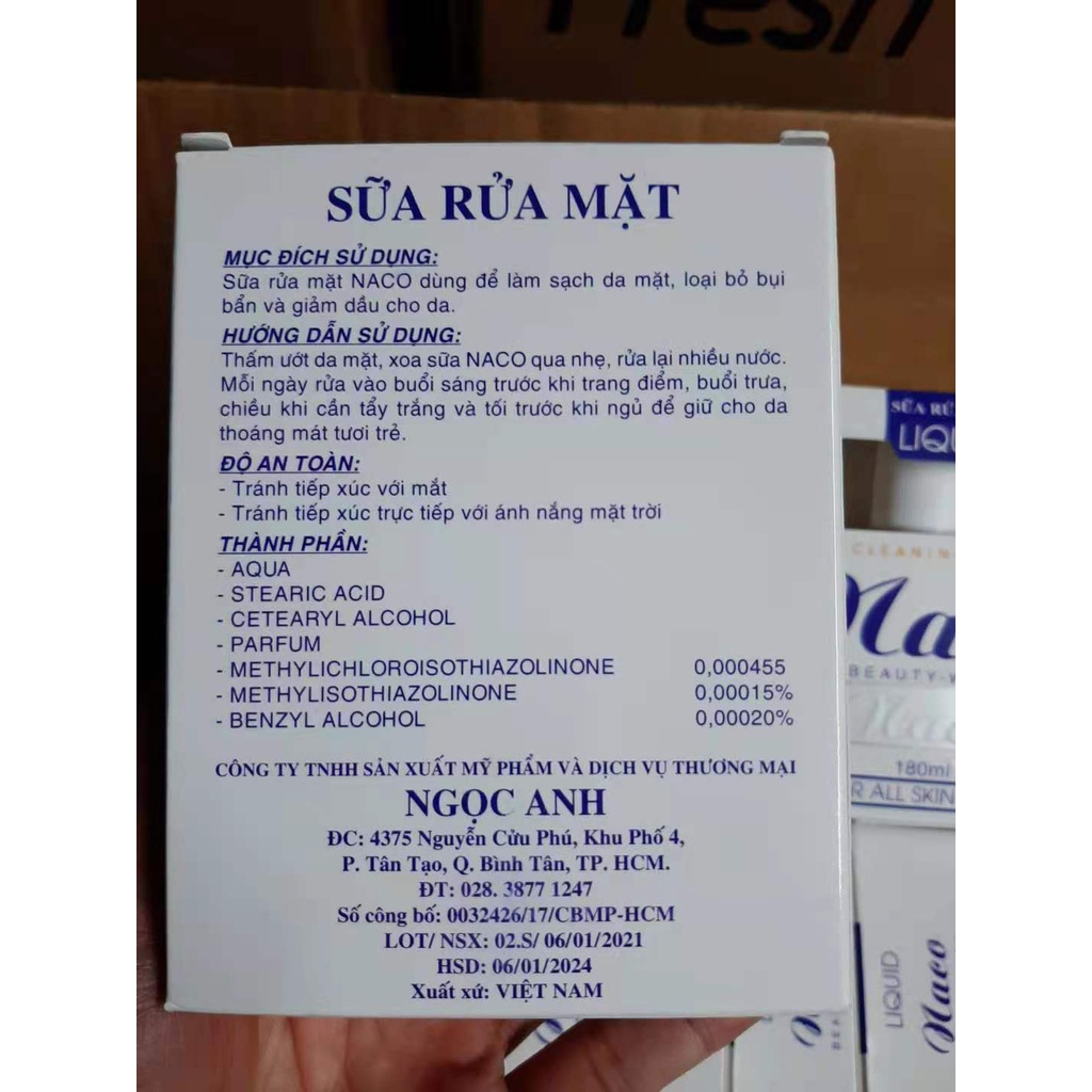 Sữa Rửa Mặt NACO 180ml