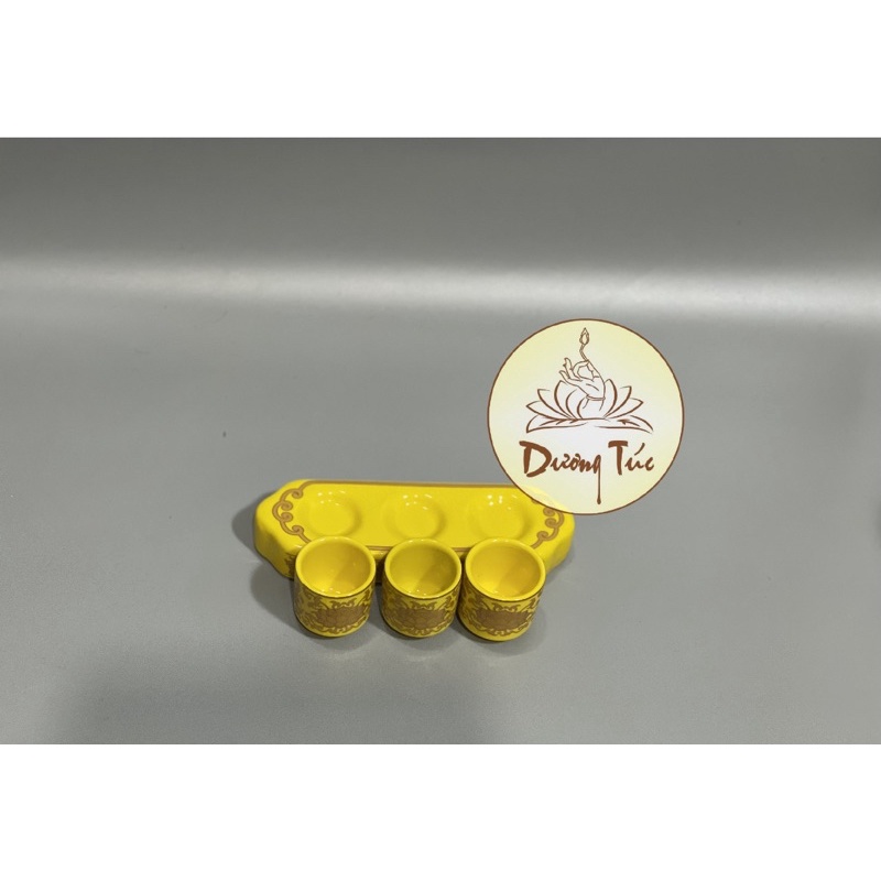 Án Ba Ly Nước Thờ Cúng Bằng Gốm Sứ Nhiều Màu