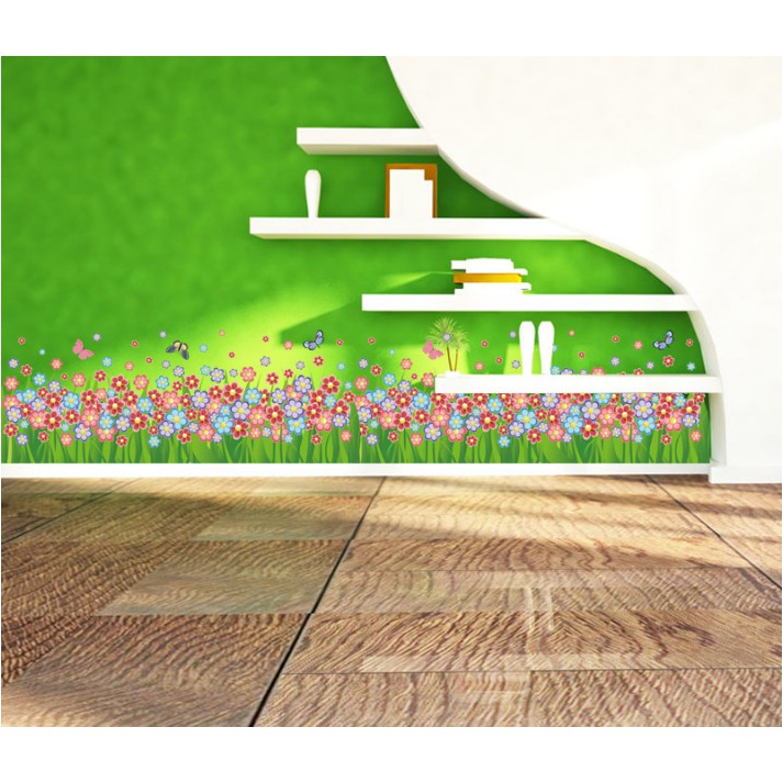 Decal trang trí chân tường hoa li ti