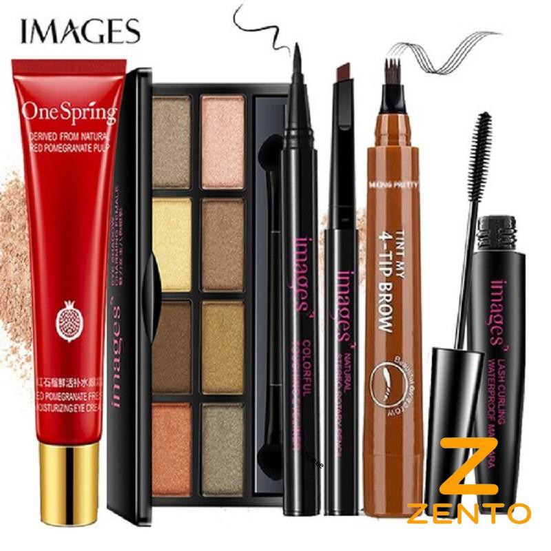 Bộ trang điểm mắt chuyên nghiệp IMAGES Phấn mắt + Chì kẻ mày + Bút dạ kẻ mắt + Mascara + Chì phẩy sợi 4D + Kem dưỡng mắt