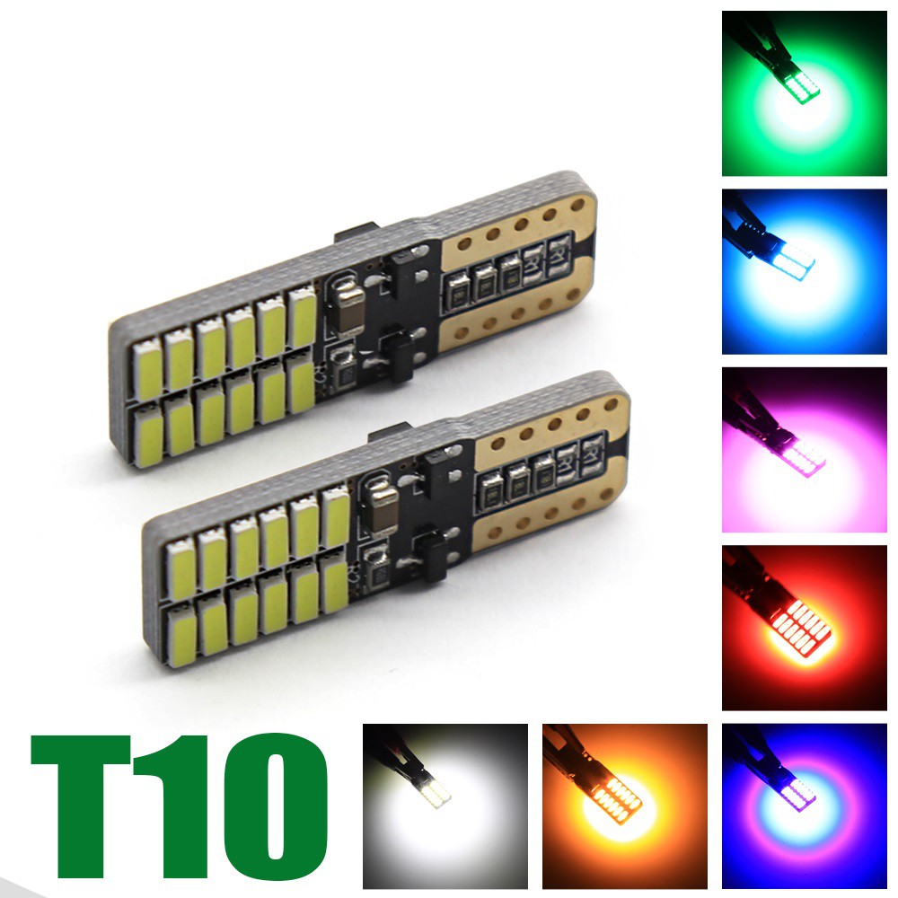 Bóng Đèn LED T10 4014 24smd Xi Nhan, Đèn Sương Mù Ô Tô, Demi Xe Máy  điện DC 12-24v