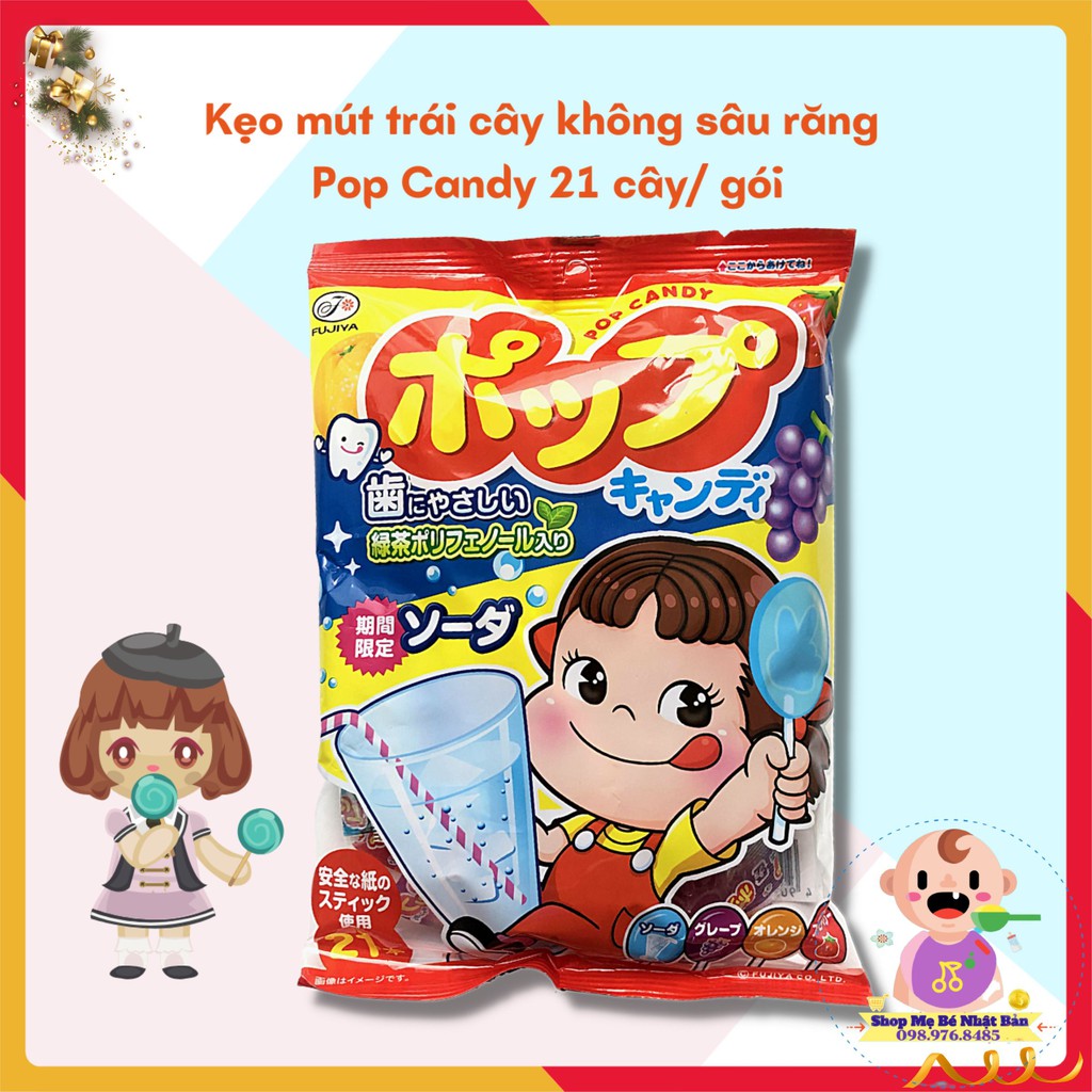 Kẹo Mút Trái Cây Không Sâu Răng Pop Candy | Kẹo Mút Nhật Bản 21 Cây