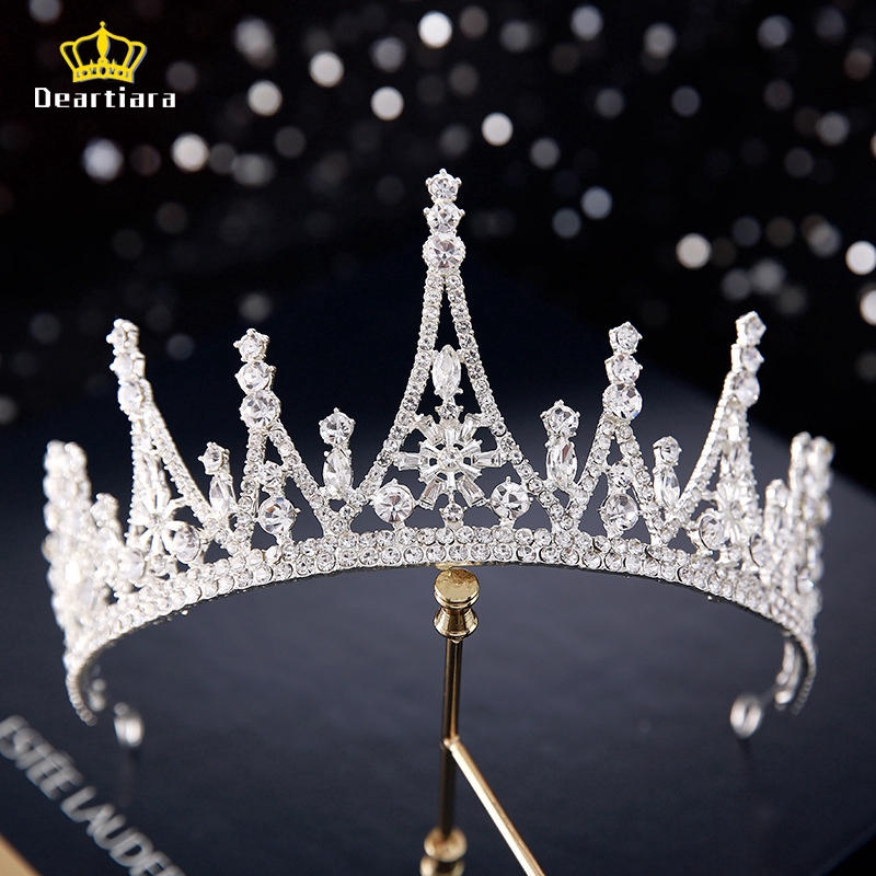 Vướng miện Tiara đính đá pha lê sang trọng dành cho cô dâu