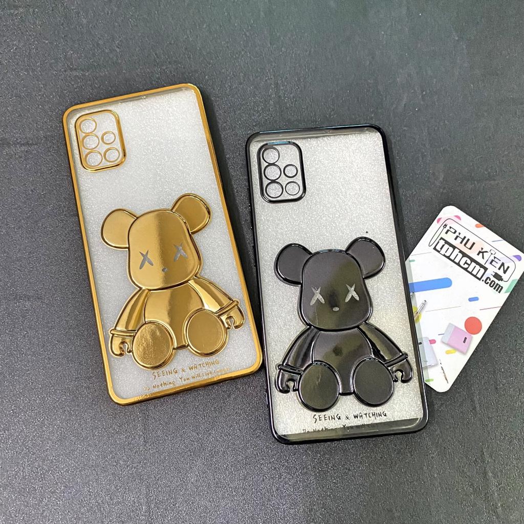 Ốp Lưng Samsung A51 Gấu BearBrick Viền Xi Màu