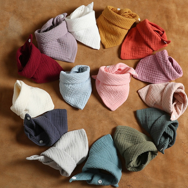 Set 5 Yếm Ăn Cotton Mềm Mại Hình Tam Giác Có Thể Điều Chỉnh Cho Bé