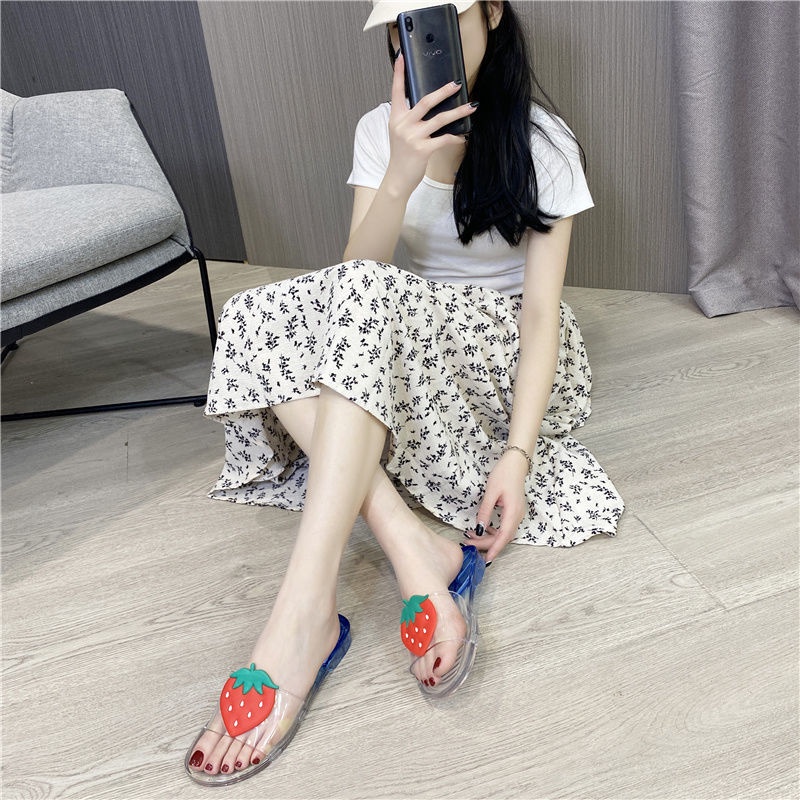 Dép Quai Ngang Trong Suốt Đế Mềm Thời Trang Hàn Quốc Cho Nữ
