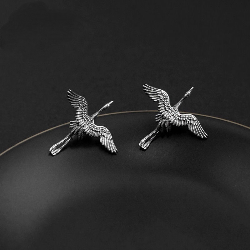 Khuyên Tai Hình Chim Hạc Bay Phong Cách Cổ Điển Thời Trang Cao Cấp Sang Trọng Dành Cho Nữ