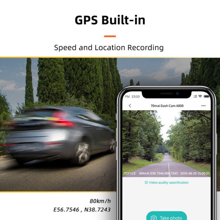 Sản Phẩm Camera hành trình ô tô Xiaomi 70mai. Bản Quốc Tế A800S, 4K, Wifi (Bộ tích hợp Camera Trước và Sau) | BigBuy360 - bigbuy360.vn