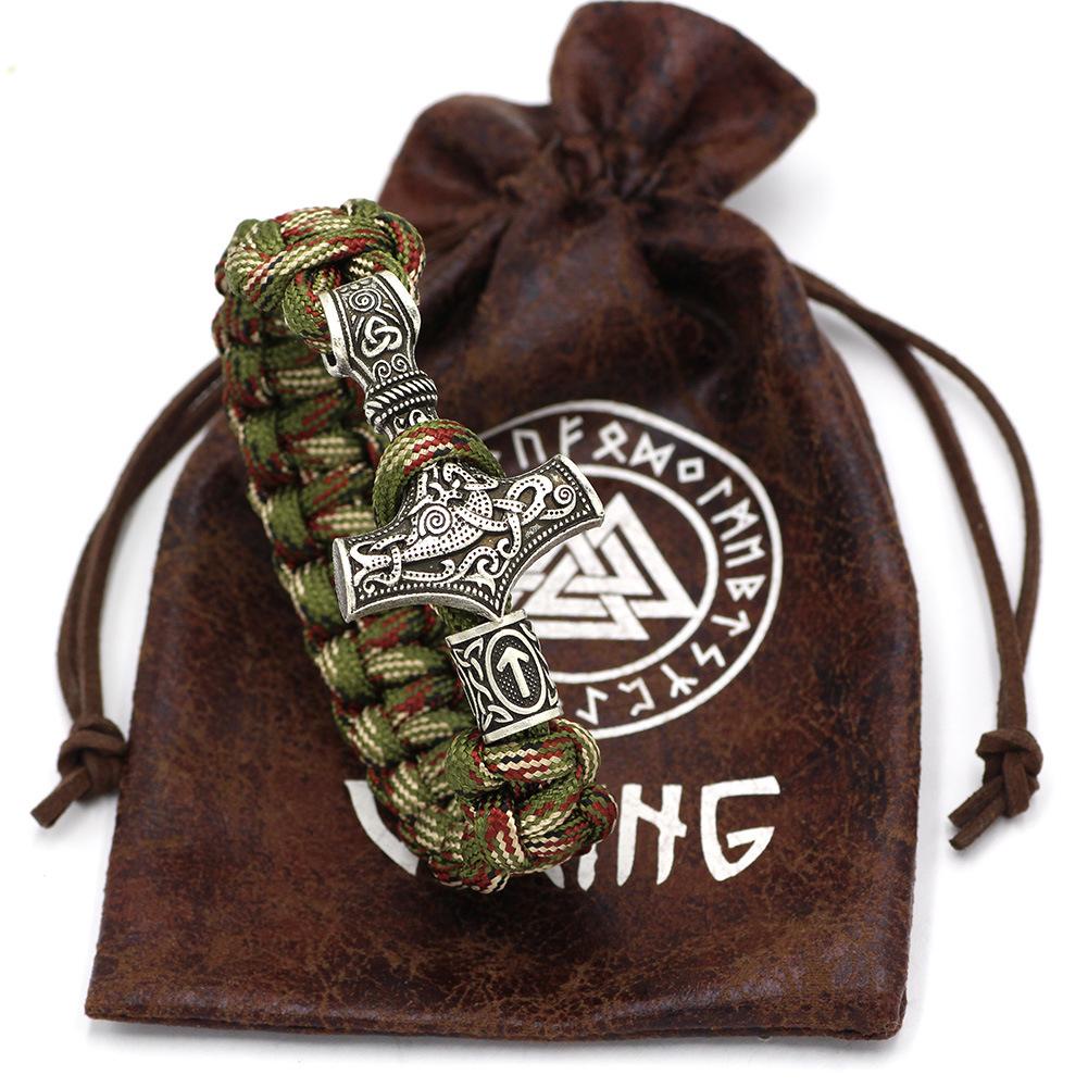 Vòng Tay Sinh Tồn Bằng Thép Không Gỉ Có Thể Điều Chỉnh Phong Cách Viking