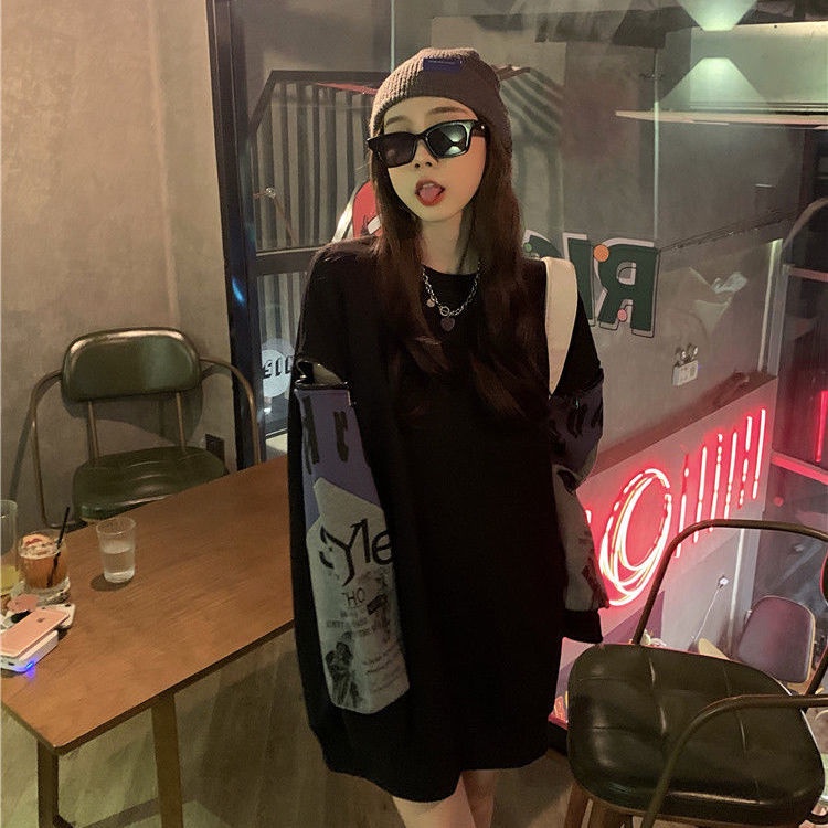 Áo Sweater Tay Dài Dáng Rộng Có Khóa Kéo In Họa Tiết Phong Cách Hàn Quốc Cho Nữ