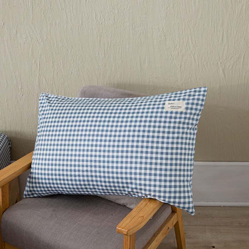 Bộ ga gối cotton tici kẻ lidaco caro xanh dương