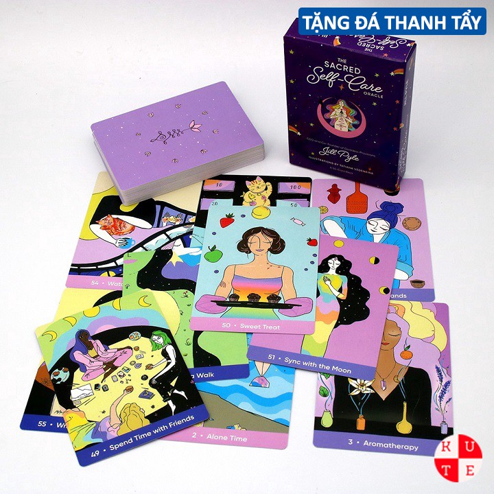 Bộ Bài Oracle Sacred Self Care 55 Lá Bài Tặng File Tiếng Anh Và Đá Thanh Tẩy C75