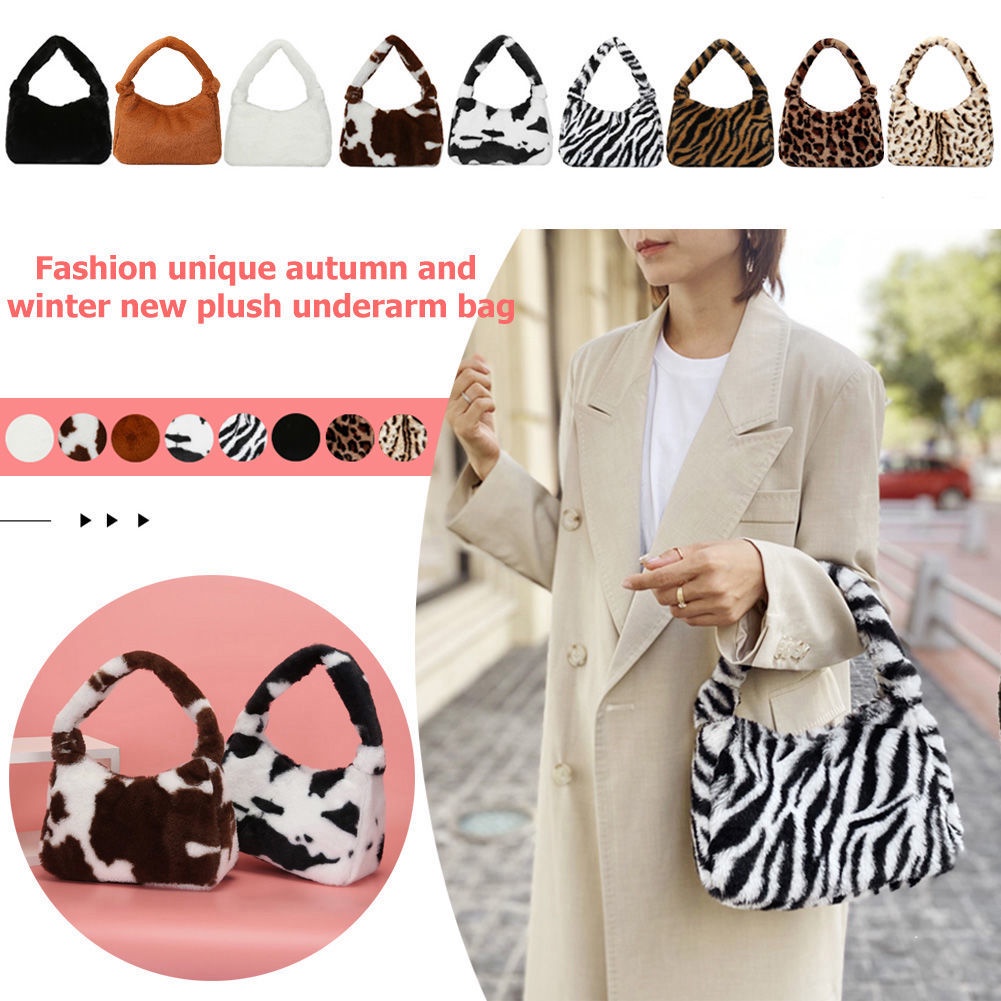 Túi Xách Kẹp Nách Phối Lông Phong Cách Thời Trang Thu Đông Mới Cho Nữ