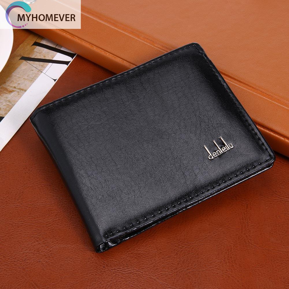 myhomever Fashion Men Short Wallets Thin Business PU Coin Purse Flap Money Bags