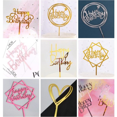 topper mica [FREESHIP🚗] mẫu meka happy birthday tráng gương 1 chiếc / 1 túi