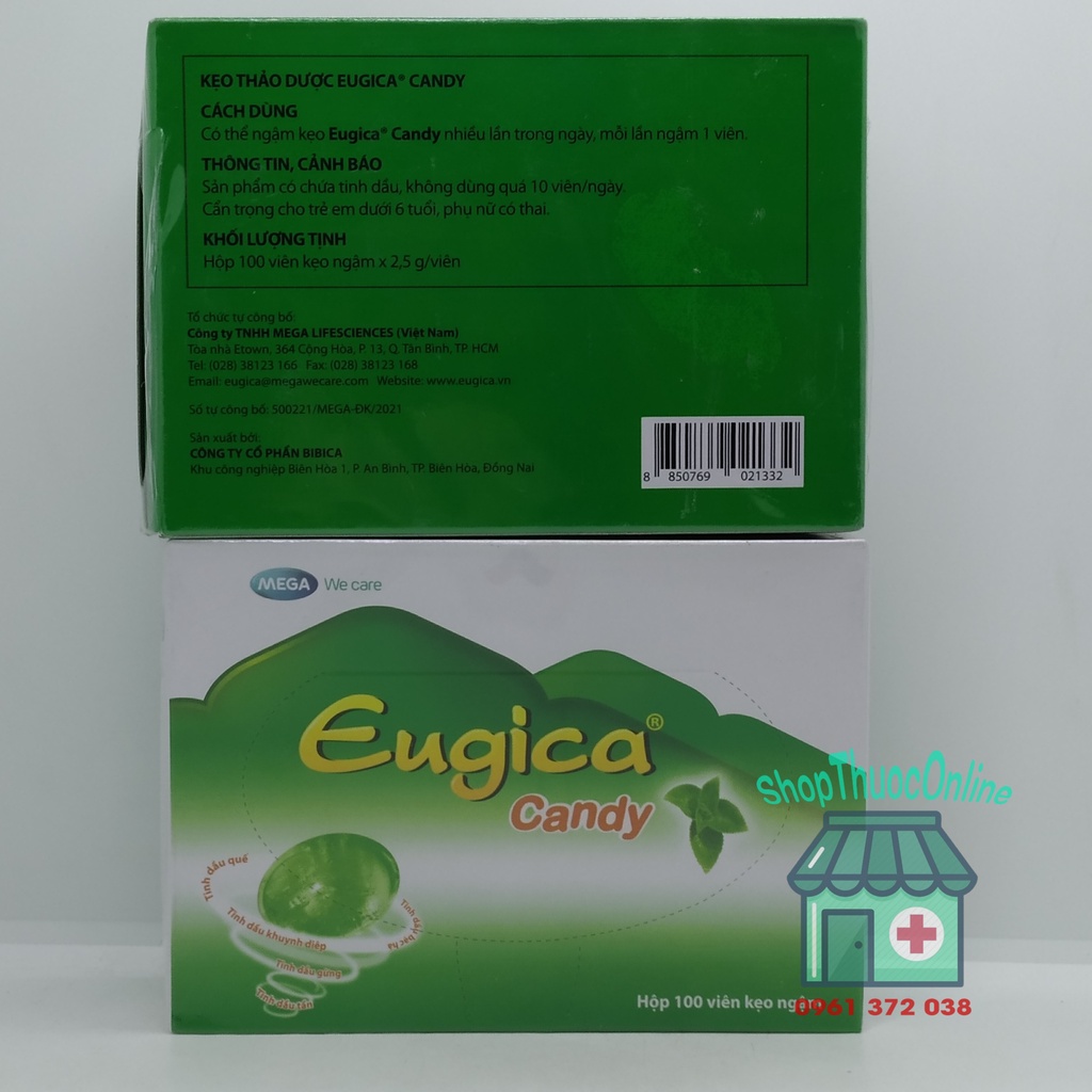 Kẹo ngậm ho Eugica thảo dược hộp 100 viên