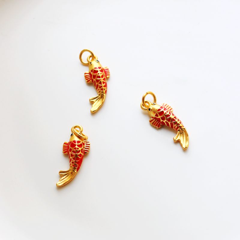 Mặt Dây Chuyền/ Khuyên Tai/ Vòng Tay/ Dây Chuyền Hình Cá Chép Màu Vàng 18k Kiểu Retro diy