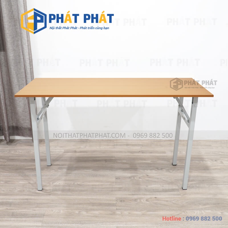 Bàn gấp văn phòng Phát Phát chân sắt 1.2 x 0.4m, bàn gỗ MFC chân sắt làm việc tại nhà, bàn học sinh giá rẻ - BCGGV01-04