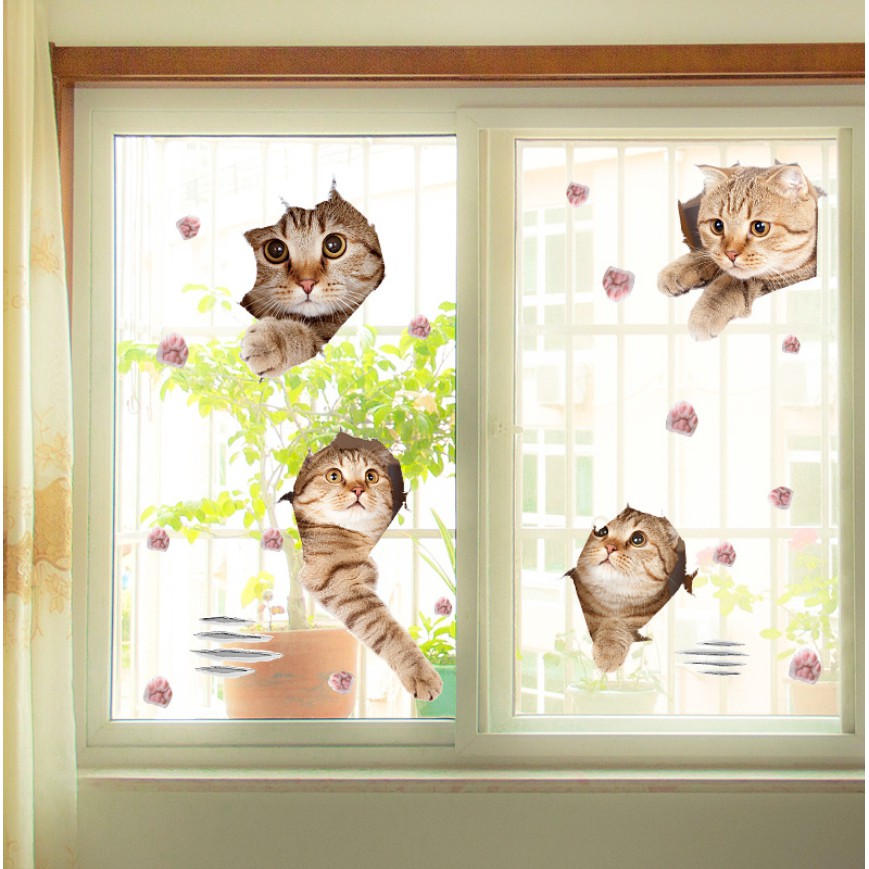 Decal dán tường Mèo con đáng yêu - size lớn