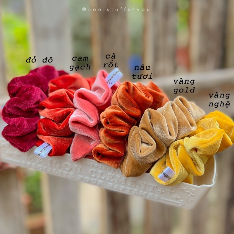 Buộc Tóc Scrunchies Nhung Vải Dày Mịn Size Thường