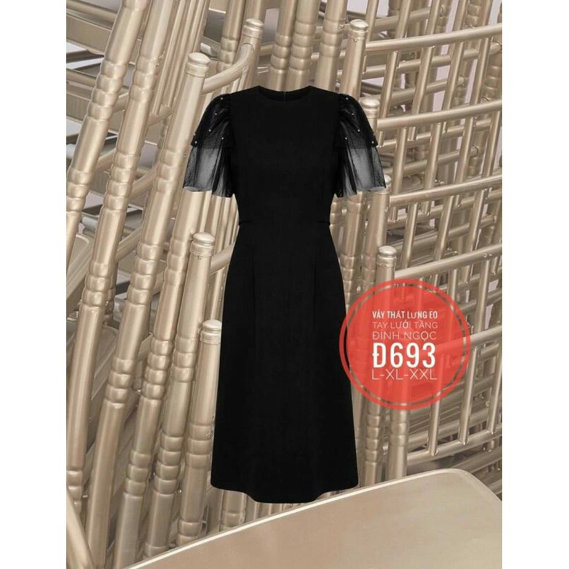 Thời trang nữ bigsize (55-95kg) Bạn chưa mua váy này là một sai lầm lớn. Váy A suông thắt eo tay lưới tầng đính ngọc