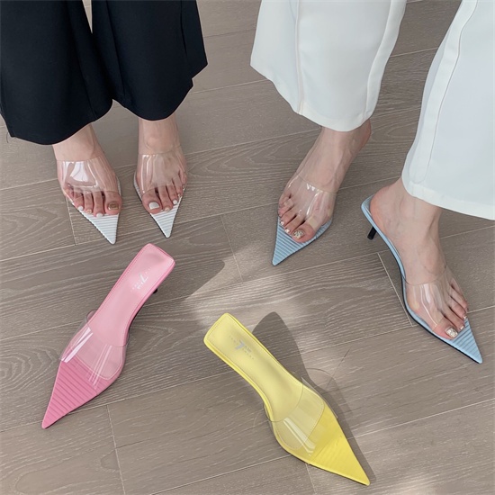 Giày Cao Gót 2.17 Inch Trong Suốt Thoải Mái Hợp Thời Trang Size 35-39