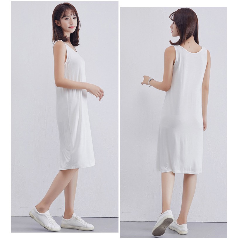 Đầm nữ mặc nhà váy thun cotton sát nách vải mềm mịn mặc siêu thoải mái