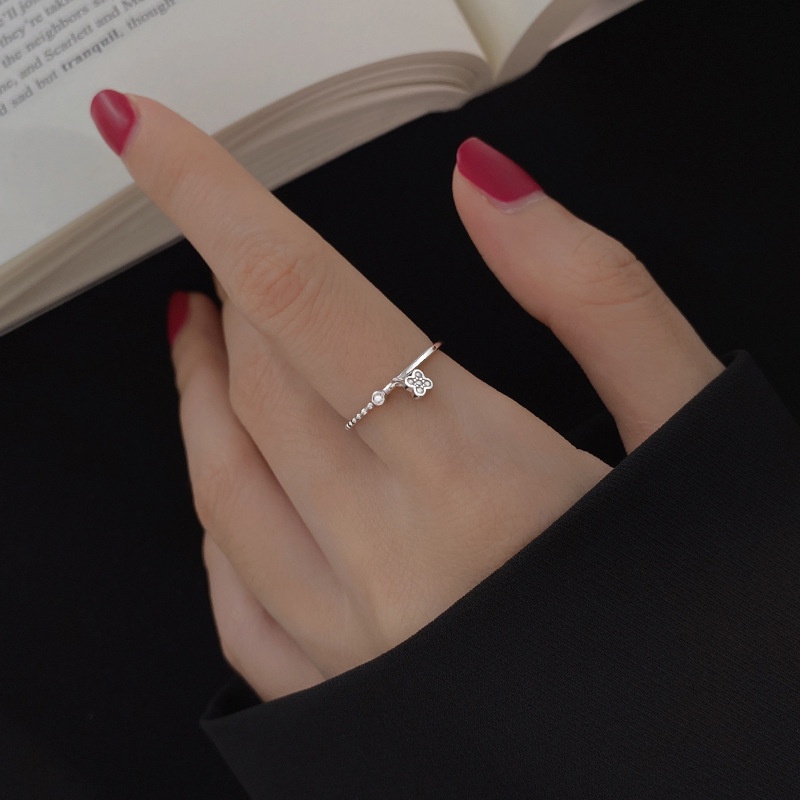 Nhẫn Đeo Ngón Trỏ Bốn Lá Nhẹ Nhàng Đơn Giản Tinh Tế Phiên Bản Hàn Quốc Mori Cao Cấp Cho Nữ