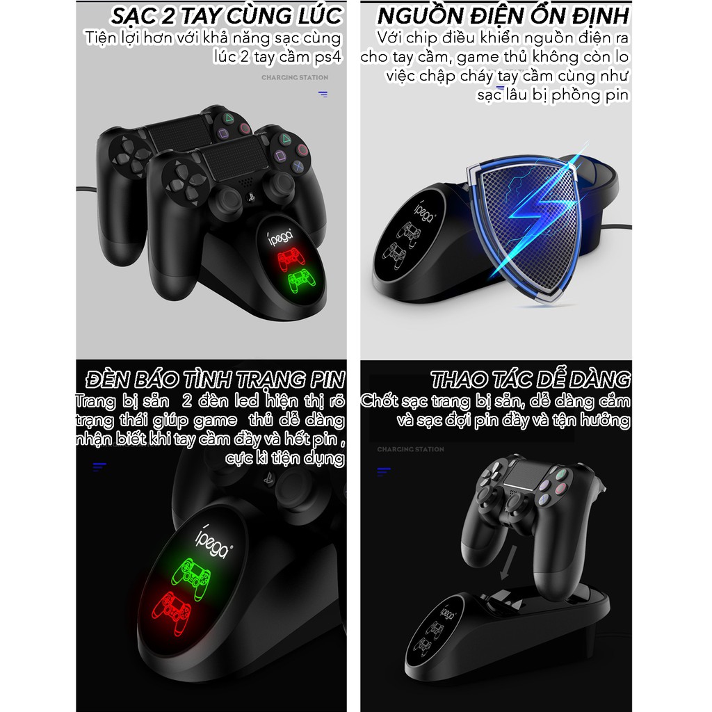 Đế sạc tay cầm PS4, Dock sạc tay cầm PS4 Dobe, Ipega, Iplay | WebRaoVat - webraovat.net.vn