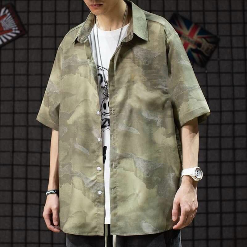 Áo sơ mi nam ngắn tay hot frend vải lụa cao cấp độc đáo bao đẹp phong cách