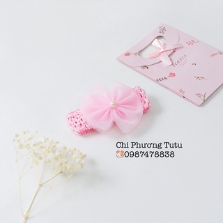 Băng đô hồng phấn nơ cho bé từ sơ sinh đến 2 tuổi