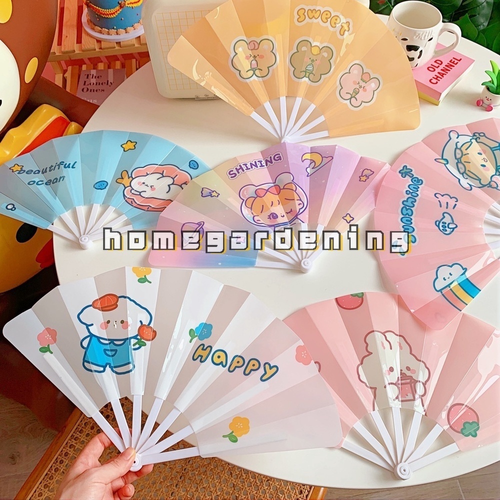 Quạt Xếp Mini Bằng Nhựa Họa Tiết Hoạt Hình Dễ Thương