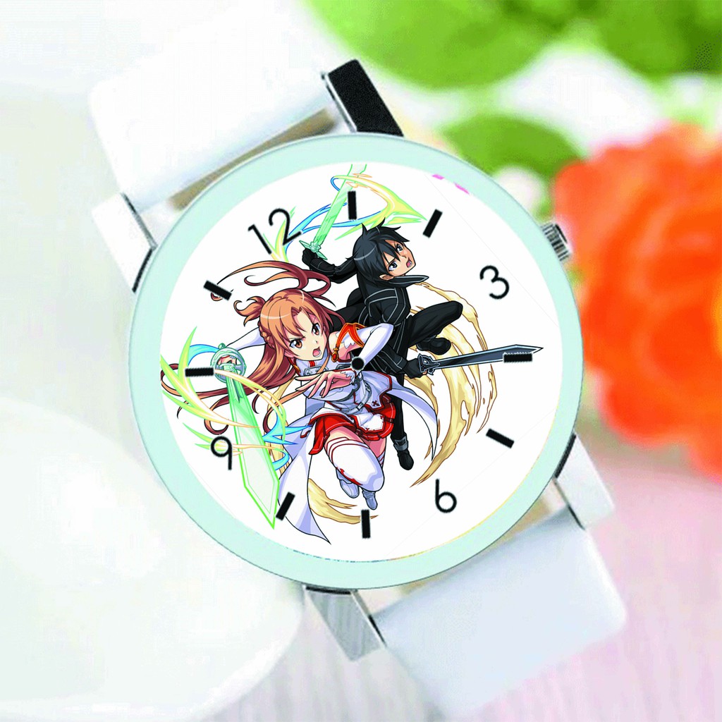 Đồng hồ đeo tay nam nữ in hình Sword Art Online Đao Kiếm Thần Vực anime chibi tiện lợi