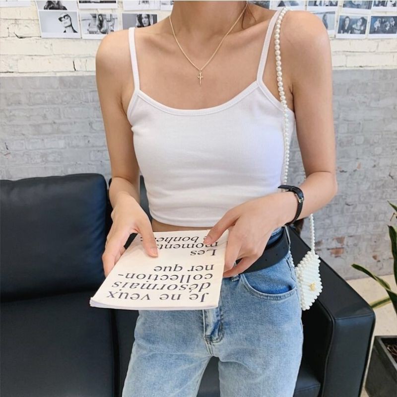 Áo 2 Dây Cotton Croptop Sợi Bún Đệm Nâng Ngực Dáng Ôm Thoáng Mát Freesize <60kg 2S01 | BigBuy360 - bigbuy360.vn