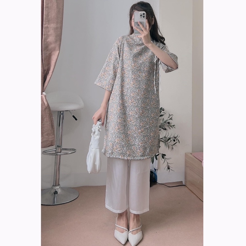 Váy nhung phối cổ dáng xuông mặc Tết cực xinh TTR50 Áo dài chơi Xuân | BigBuy360 - bigbuy360.vn